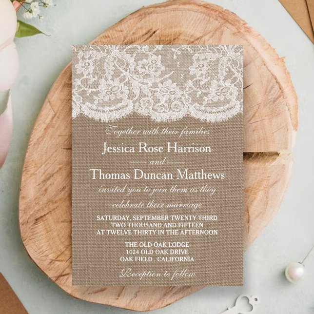 The Burlap & Lace Wedding Collection Invitations (Creator Uploaded)