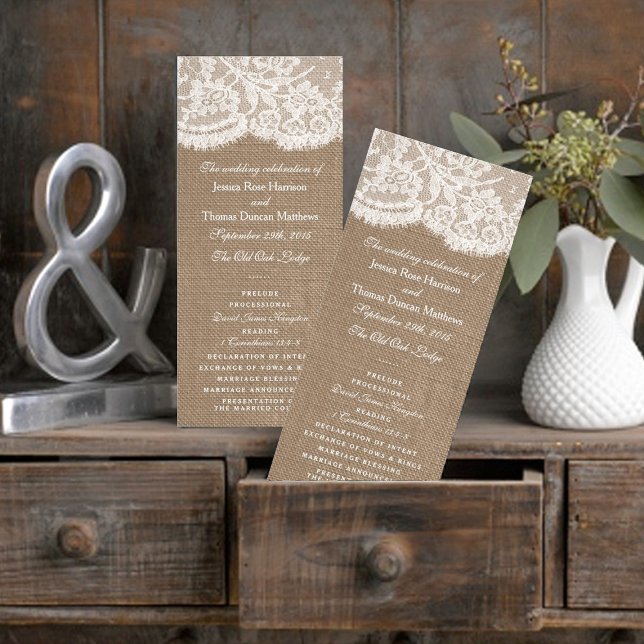 The Burlap & Lace Wedding Collection Programs Rack Card (Creator Uploaded)