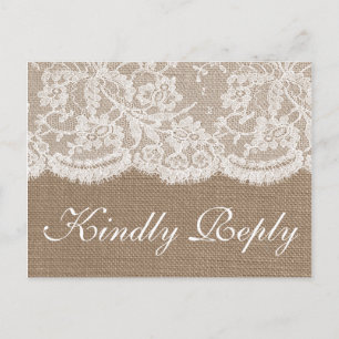 The Burlap & Lace Wedding Collection RSVP Invitation Postcard