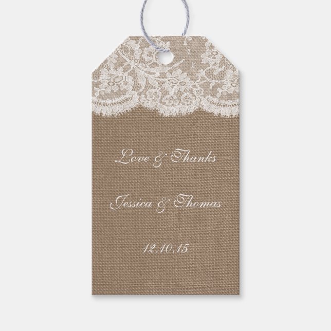 The Burlap & Lace Wedding Collection Tags (Front)
