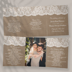 The Burlap & Lace Wedding Collection Tri-Fold Programme