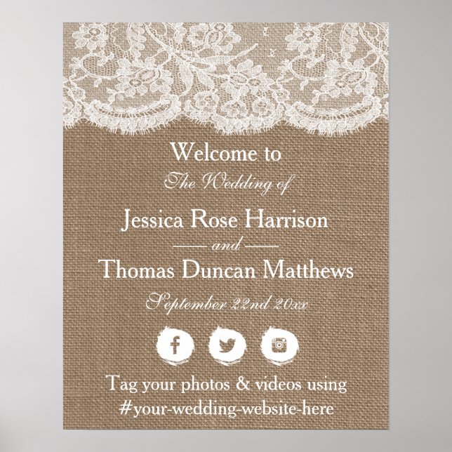 The Burlap & Lace Wedding Collection Welcome Poster (Front)