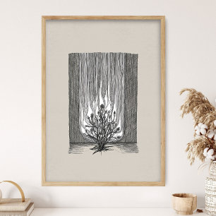 The Burning Bush, Moses Artwork, Exodus 3_2-5, Old Poster