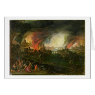 The Burning of Troy (oil on copper)