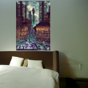 The busy downtown   AI Art Poster