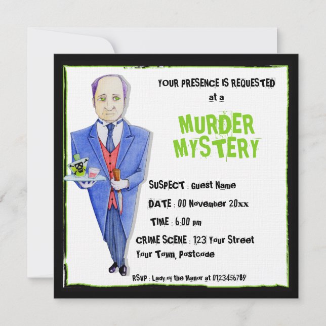 The Butler Murder Mystery Invitation (Front)
