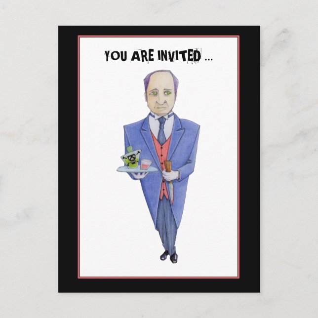 The Butler Murder Mystery Invitation Postcard (Front)