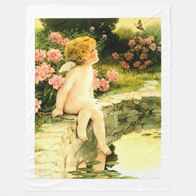 THE BUTTERFLY Bessie Pease Gutmann Art  Fleece Blanket (Front)