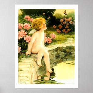 THE BUTTERFLY Bessie Pease Gutmann Art  Poster
