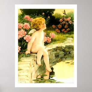 THE BUTTERFLY Bessie Pease Gutmann Art  Poster