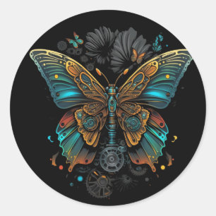 the butterfly design classic round sticker