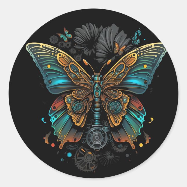 the butterfly design classic round sticker (Front)