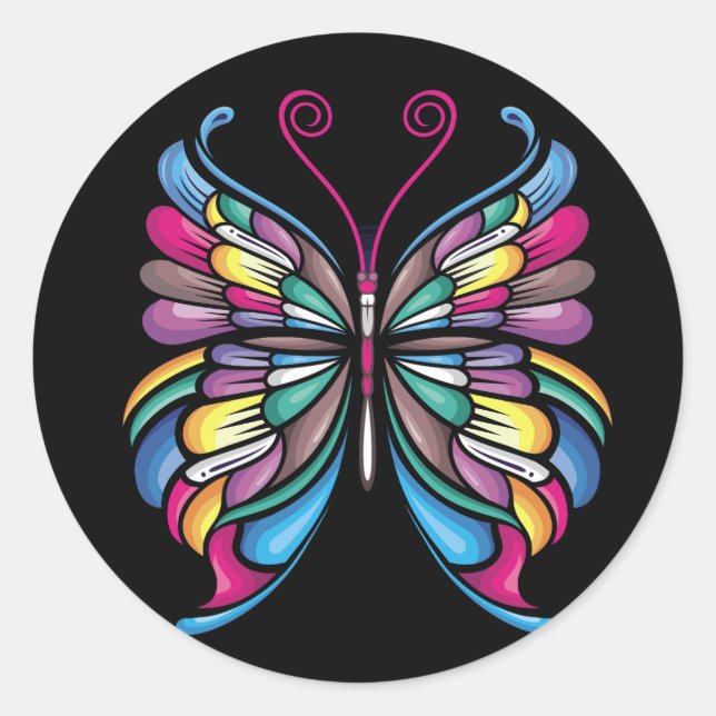 the butterfly design classic round sticker (Front)