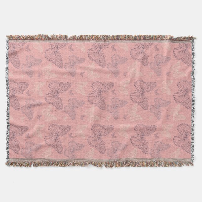 The Butterfly Pink Throw Blanket (Front)