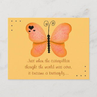 The Butterfly Quote Orange Postcard