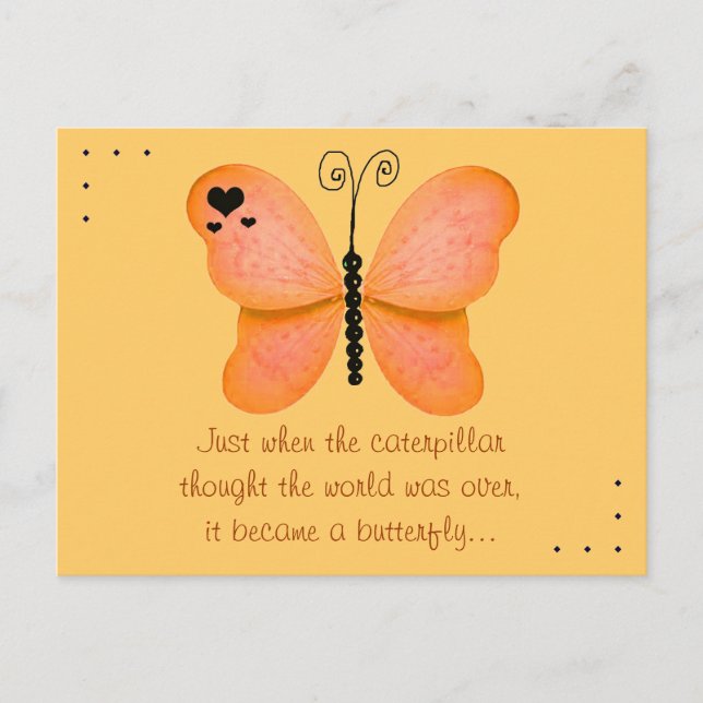 The Butterfly Quote Orange Postcard (Front)