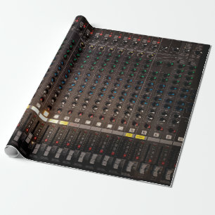 The button on the audio mixer wrapping paper