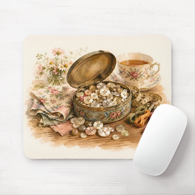 The Button Tin Mouse Mat (With Mouse)