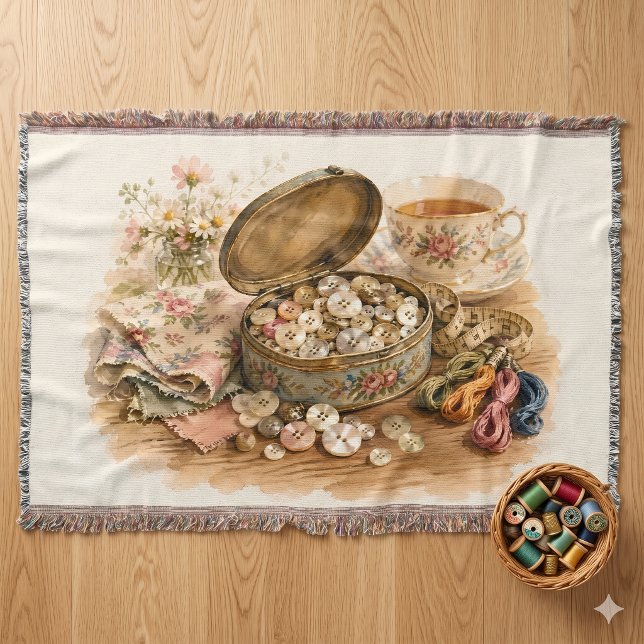 The Button Tin Throw Blanket (The Button Tin Throw Blanket)