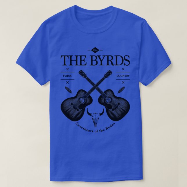 The Byrds Acoustic Guitar Vintage Logo T-Shirt (Design Front)