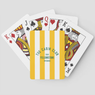 The Cabin Club Custom Crest Yellow Park Stripe Playing Cards