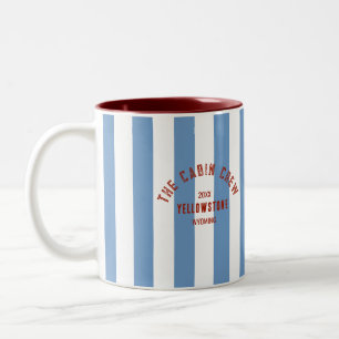 The Cabin Crew Custom Crest Blue Park Stripe  Two-Tone Coffee Mug
