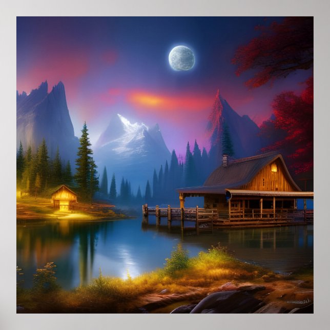 The Cabin in the Cove under the Moon  Poster (Front)