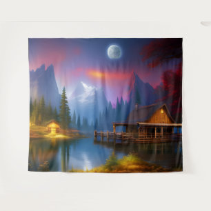 The Cabin in the Cove under the Moon Tapestry