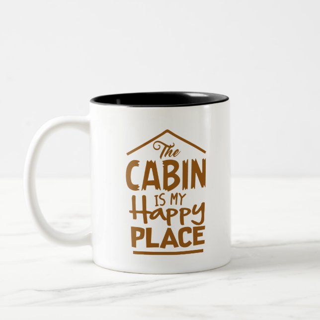 The Cabin is My Happy Place Two-Tone Coffee Mug (Left)