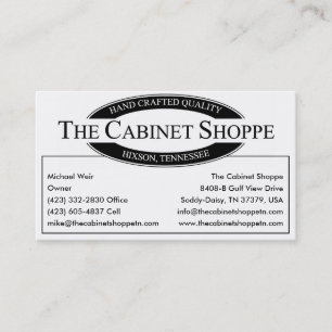 The Cabinet Shoppe Business Card