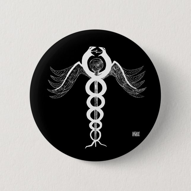 The Caduceus 6 Cm Round Badge (Front)