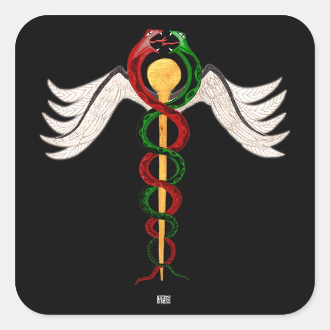 The Caduceus Square Sticker (Front)
