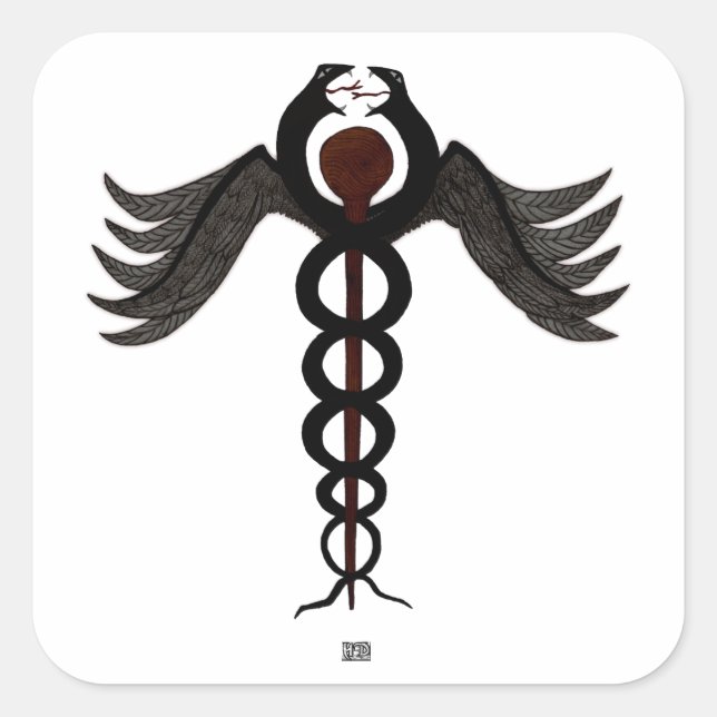 The Caduceus Square Sticker (Front)