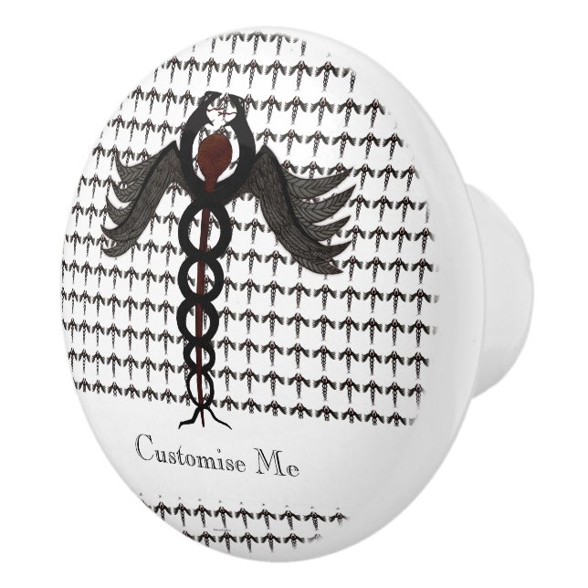 The Caduceus (Subdued) Ceramic Knob (Right)