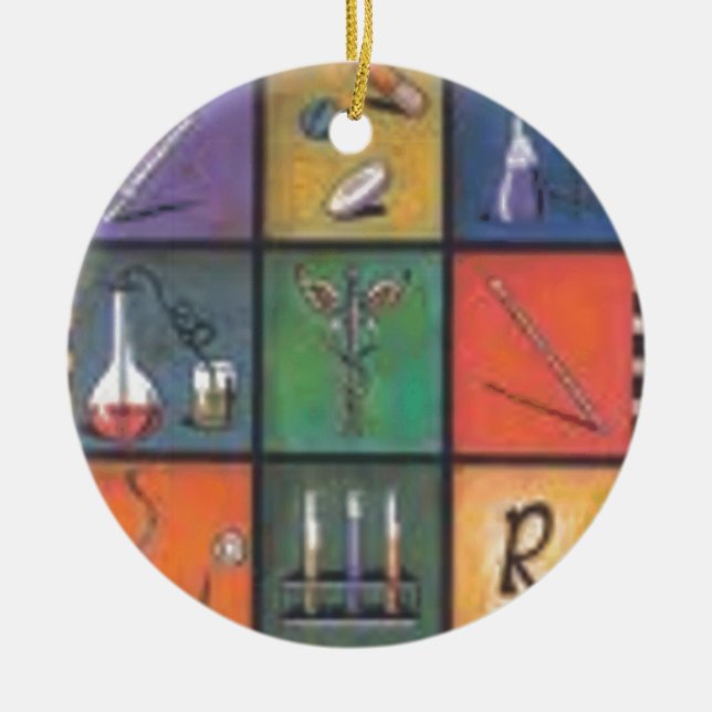 "The caduceus-Surgeon / medical Ornament" Ceramic Tree Decoration (Front)