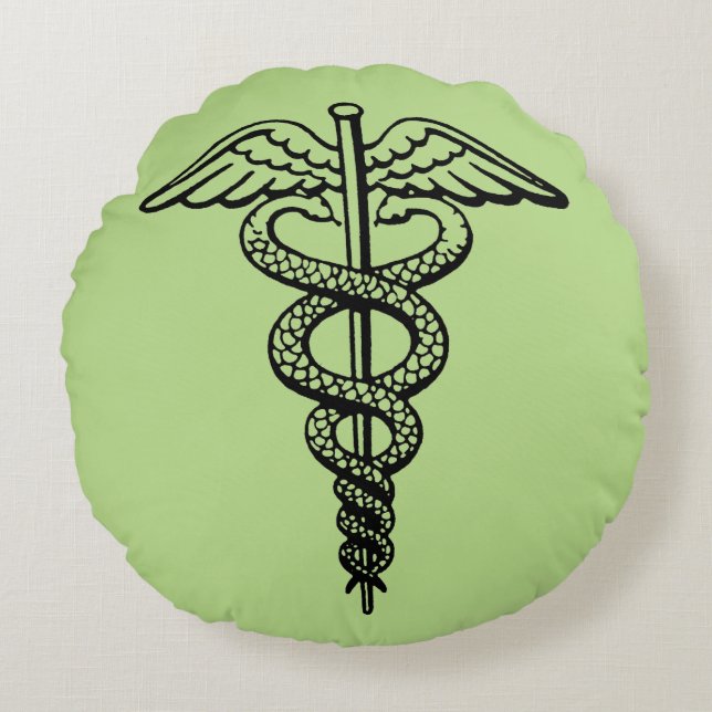 The Caduceus Symbol Round Cushion (Front)