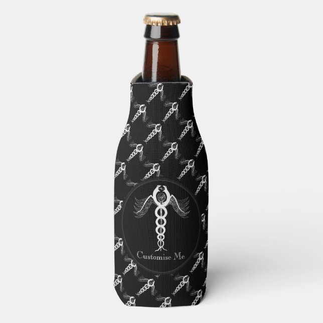 The Caduceus (White) Bottle Cooler (Bottle Front)