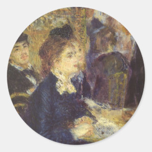 The Cafe by Pierre Renoir, Vintage Impressionism Classic Round Sticker