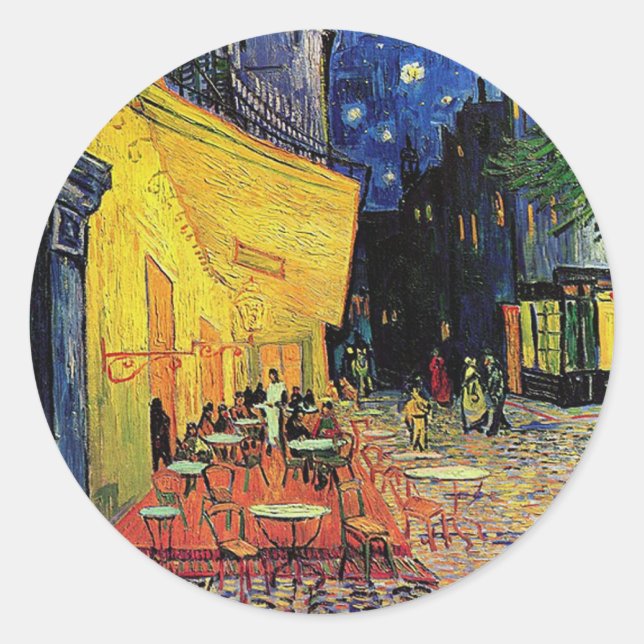 The cafe terrace on the place du forum, Arles, at Classic Round Sticker (Front)