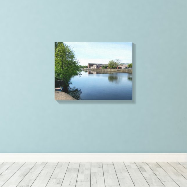 The Calder & Hebble Navigation, Wakefield Canvas Print (Insitu(Wood Floor))
