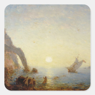 The Call of the Sirens (oil on canvas) Square Sticker