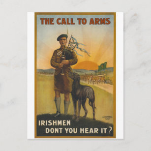 The call to arms, Irish world war Postcard