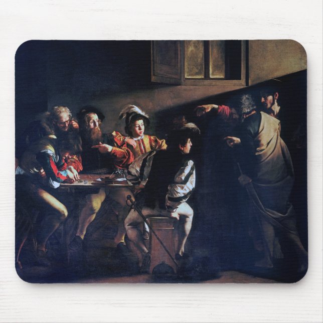 The Calling of Saint Matthew, Caravaggio Mouse Mat (Front)