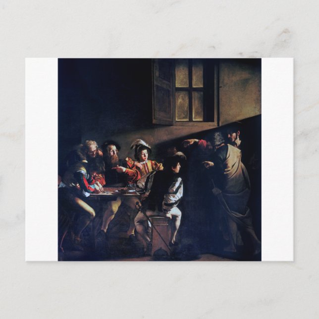 The Calling of Saint Matthew, Caravaggio Postcard (Front)