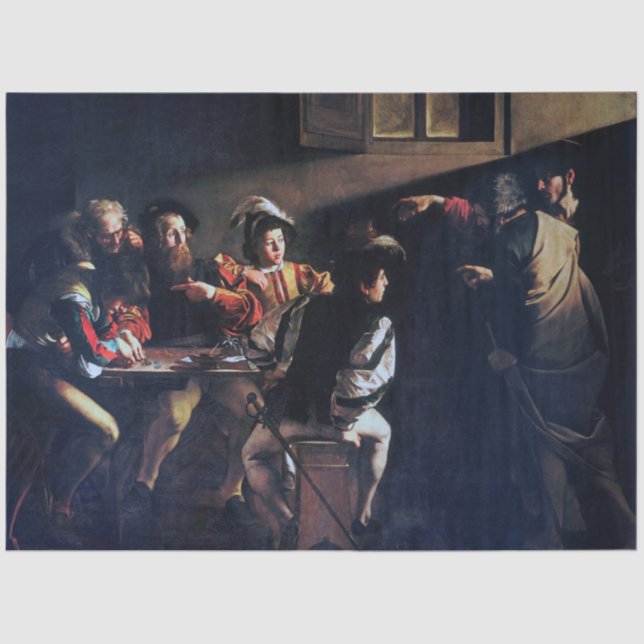 The Calling of Saint Matthew, Caravaggio Tissue Paper (Front)