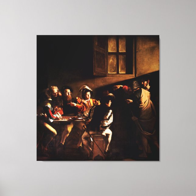 The Calling of St Matthew by Caravaggio (1600) Canvas Print (Front)