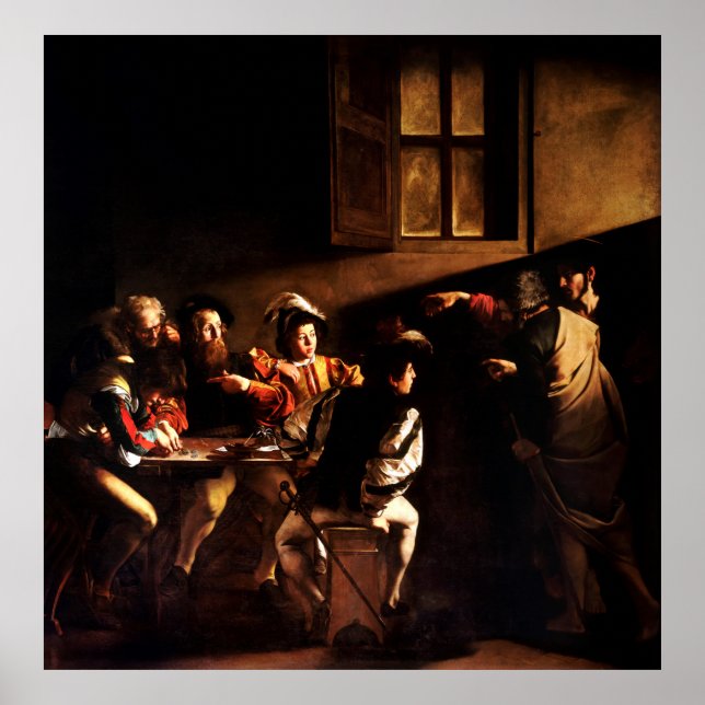The Calling of St Matthew by Caravaggio (1600) Poster (Front)