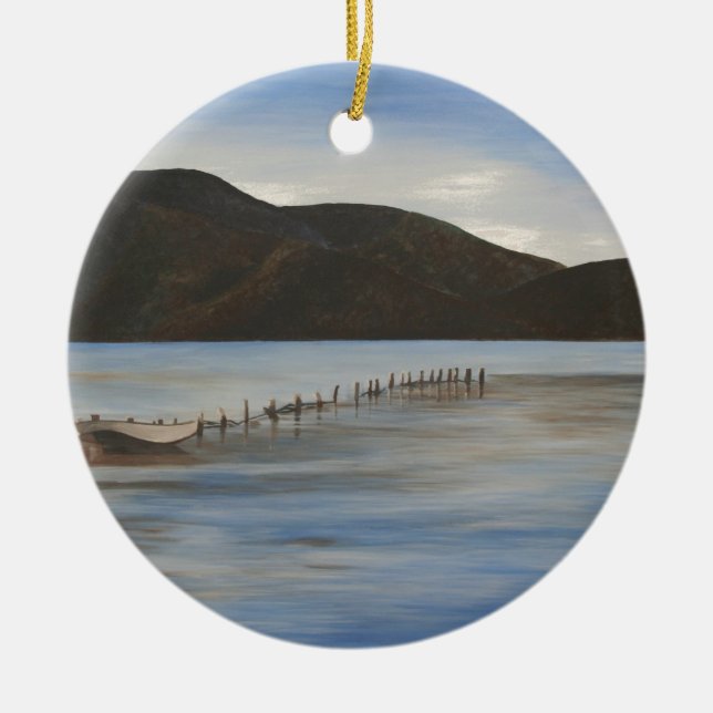 The Calm Water of Akyaka Ceramic Tree Decoration (Front)