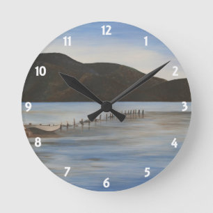 The Calm Water of Akyaka Landscape Art Round Clock