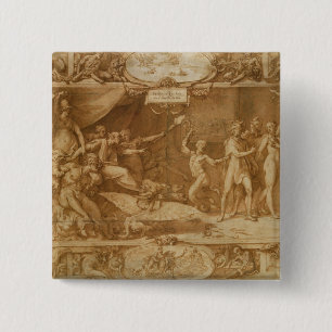 The Calumny of Apelles, 1572 15 Cm Square Badge